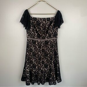 J. Crew lace grunge goth whimsy dress black nude size 10